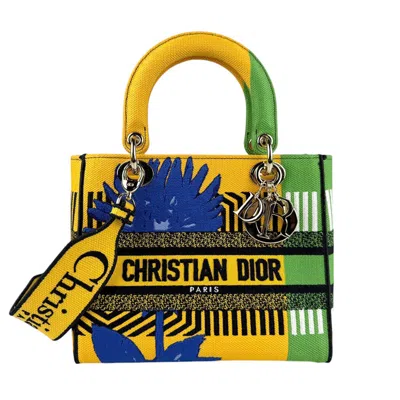 Pre-owned Dior Christian  Blue Green Yellow Canvas Handbag Shoulder Bag ()