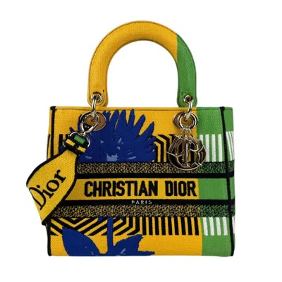 Pre-owned Dior Christian  Blue Green Yellow Canvas Handbag Shoulder Bag () In Blue, Green, Yellow