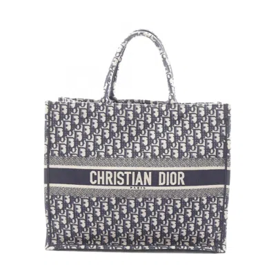 Pre-owned Dior Christian  Blue Ivory Navy Canvas Tote Bag ()