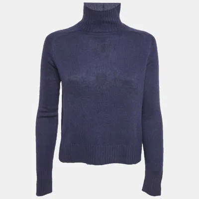 Pre-owned Dior Christian  Blue Knit Turtle Neck Sweater S