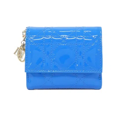 Pre-owned Dior Christian  Blue Leather Chain/shoulder Wallet ()
