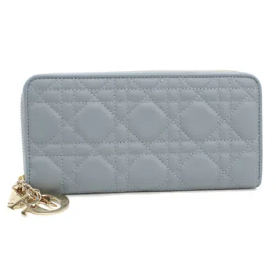 Pre-owned Dior Christian  Blue Leather Long Wallet (bi-fold) ()