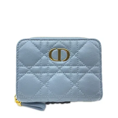 Pre-owned Dior Christian  Blue Leather Wallet (bi-fold) ()