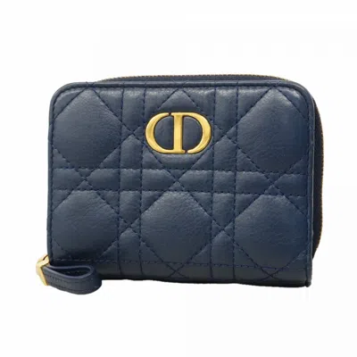 Pre-owned Dior Christian  Blue Leather Wallet (bi-fold) ()