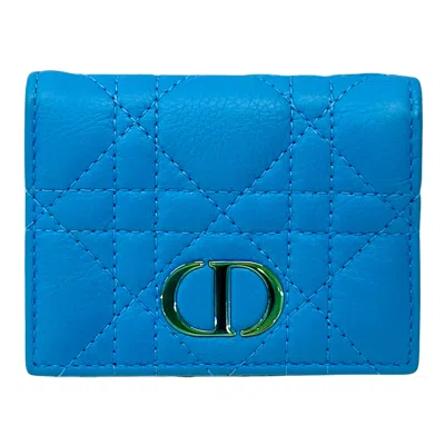 Pre-owned Dior Christian  Blue Leather Wallet (tri-fold) ()