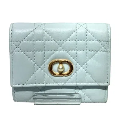 Pre-owned Dior Christian  Blue Leather Wallet (tri-fold) ()