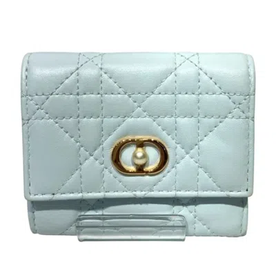 Pre-owned Dior Christian  Blue Leather Wallet (tri-fold) ()