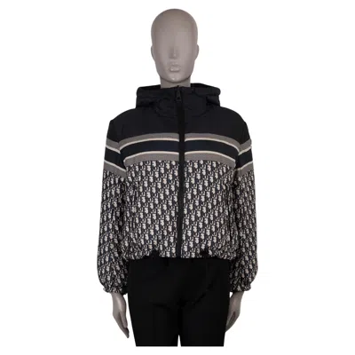 Pre-owned Dior Christian  Blue Oblique Alps Reversible Cropped Puffer Jacket Xs
