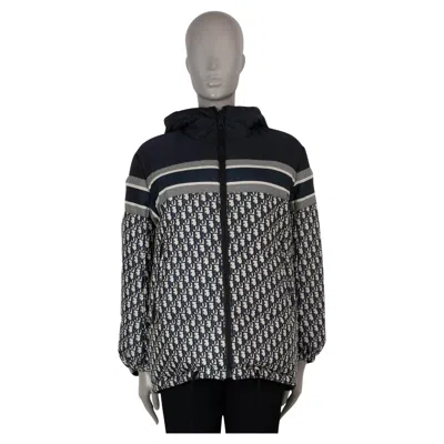 Pre-owned Dior Christian  Blue Oblique Alps Reversible Long Puffer Jacket S