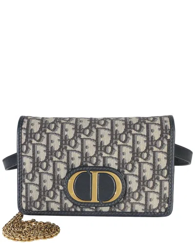 Pre-owned Dior Christian  Blue Oblique Jacquard 30 Montaigne 2-in-1 Pouch (authentic Pre-  Loved)