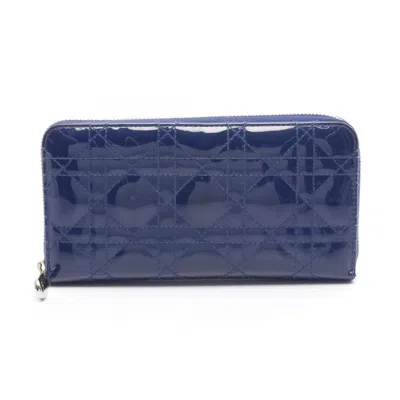 Pre-owned Dior Christian  Blue Patent Leather Long Wallet (bi-fold) ()