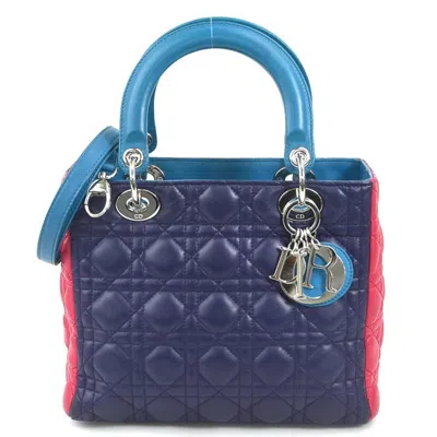 Pre-owned Dior Christian  Blue Pink Purple Leather Handbag Shoulder Bag () In Blue, Pink, Purple