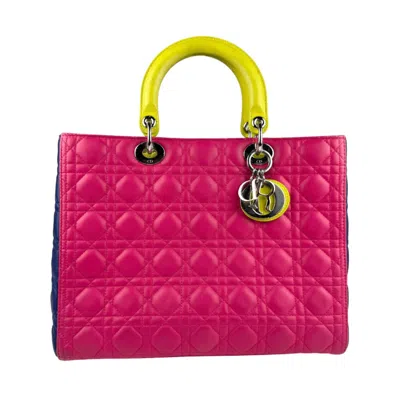 Pre-owned Dior Christian  Blue Pink Yellow Leather Handbag Shoulder Bag ()
