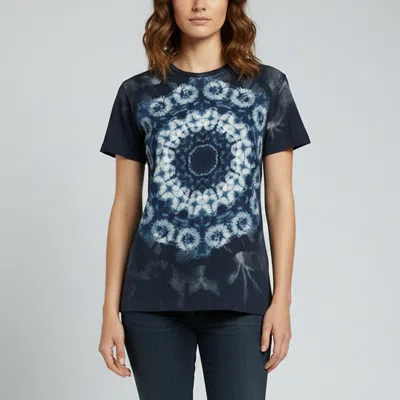 Pre-owned Dior Christian  Blue Printed Cotton & Linen Kalei Scopic T-shirt S