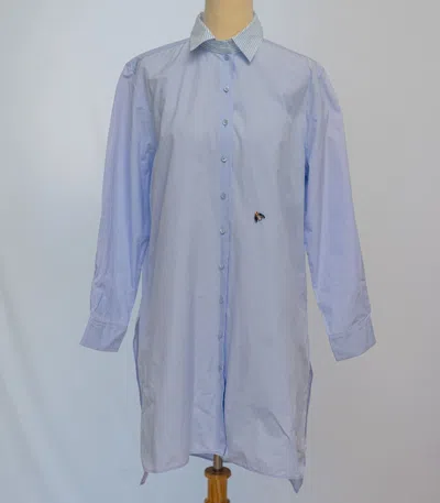 Pre-owned Dior Christian  Blue Shirt Dress With Striped Collar