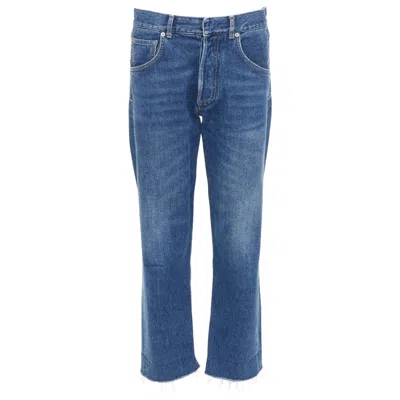 Pre-owned Dior Christian  Blue Washed Darted Pockets Frayed Hem Wide Cropped Jeans Fr32 Xxs
