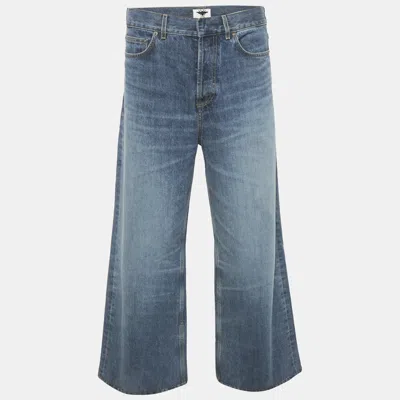 Pre-owned Dior Christian  Blue Washed Denim Wide Leg Jeans M/waist 33"