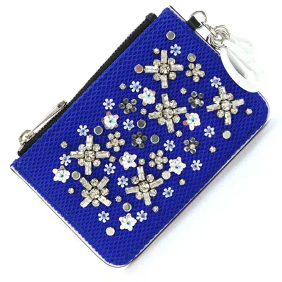 Pre-owned Dior Christian  Blue White Leather Coin Purse/coin Case () In Multi