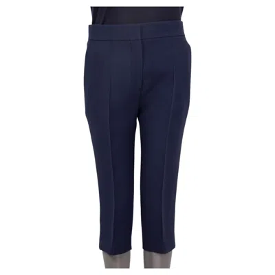 Pre-owned Dior Christian  Blue Wool & Silk Cropped Suit Pants 38 S