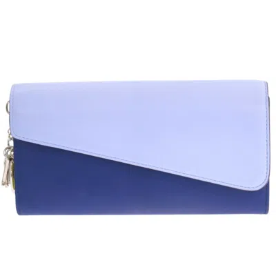 Pre-owned Dior Christian  Blue Yellow Leather Long Wallet (bi-fold) () In Blue, Yellow