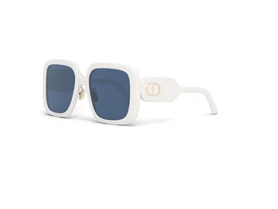 Pre-owned Dior Christian  Bobby S2f 95b0 Ivory/blue Square Women's Sunglasses