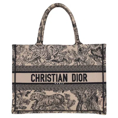 Pre-owned Dior Christian  Book Tote Bag Embroidered Canvas Medium In Gray
