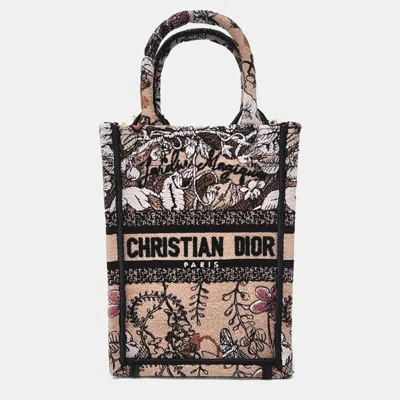 Pre-owned Dior Christian  Book Tote Mini Cell Phone Bag In Multicolor