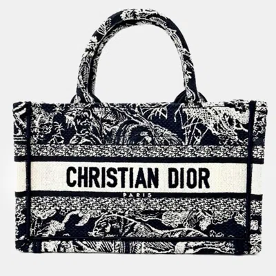 Pre-owned Dior Christian  Book Tote Mini Strap Bag In Navy Blue