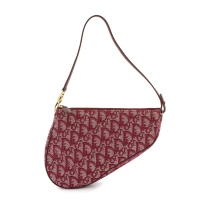 Pre-owned Dior Christian  Bordeaux Canvas Leather Saddle Bag Shoulder Bag () In Burgundy