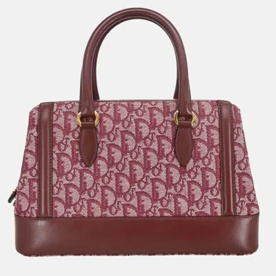 Pre-owned Dior Christian  Bordeaux Canvas Trotter Handbag In Red
