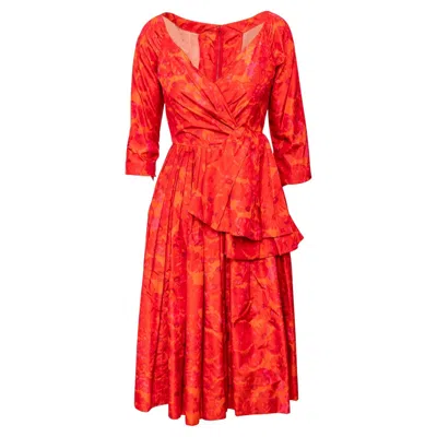 Pre-owned Dior Christian  Boutique Silk Dress - '50s In Red