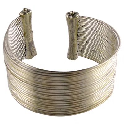 Pre-owned Dior Christian  Boutique Vintage Silver Toned Wire Cuff Bracelet In Brown