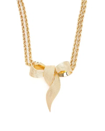 Dior Christian  Bow Chain Necklace In Gold