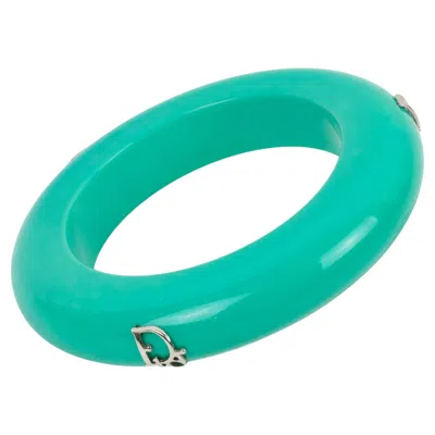 Pre-owned Dior Christian  Bracelet Bangle Turquoise Acrylic And Silver  Logos In Multi