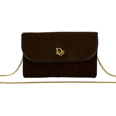 Pre-owned Dior Christian  Brown Canvas Leather Pochette Shoulder Bag ()