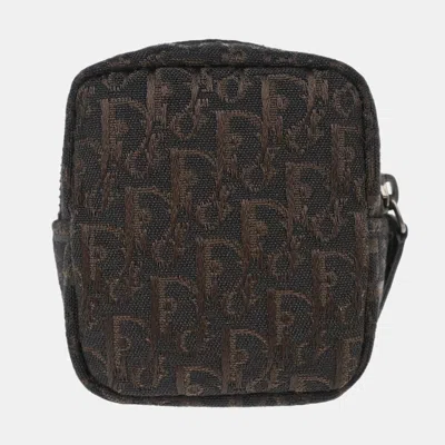 Pre-owned Dior Christian  Brown Canvas Trotter Mini Pouch Bag Purse
