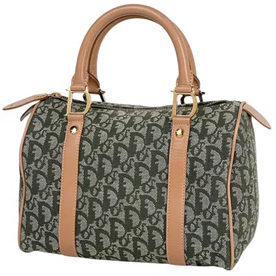 Pre-owned Dior Christian  Brown Green Canvas Leather Boston Bag Handbag () In Multi
