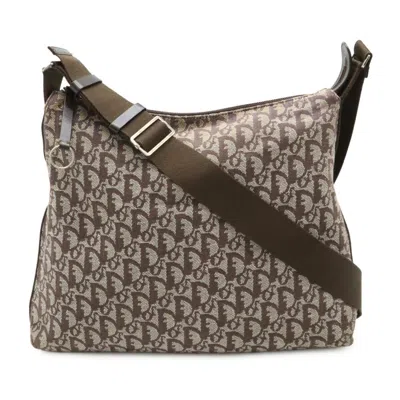 Pre-owned Dior Christian  Brown Jacquard Canvas Leather Shoulder Bag ()