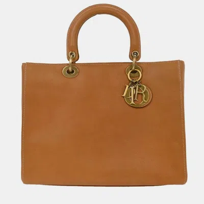 Pre-owned Dior Christian  Brown Leather Lady  Handbag