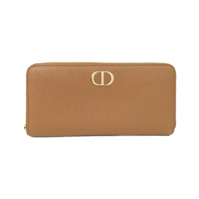 Pre-owned Dior Christian  Brown Leather Long Wallet (bi-fold) ()
