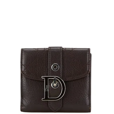 Pre-owned Dior Christian  Brown Leather Wallet (bi-fold) ()