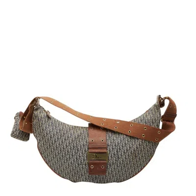 Pre-owned Dior Christian  Brown Navy Canvas Leather Shoulder Bag ()