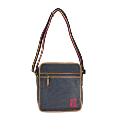 Pre-owned Dior Christian  Brown Navy Denim Leather Shoulder Bag ()