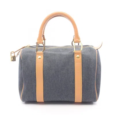 Pre-owned Dior Christian  Brown Navy Denim Leather Tote Bag ()