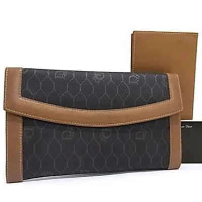 Pre-owned Dior Christian  Brown Pvc Leather Long Wallet (bi-fold) ()