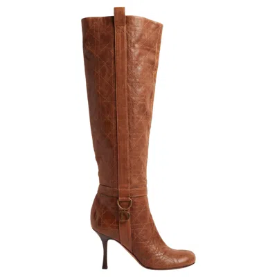 Pre-owned Dior Christian  Brown Quilted Knee-high Stiletto Boots Circa 2000