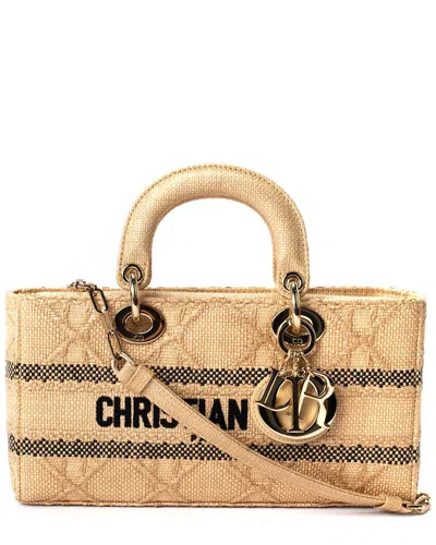 Dior Christian  Brown Raffia Cannage Lady D Joy Handbag (authentic Pre-loved)