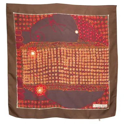 Pre-owned Dior Christian  Brown Silk Scarf