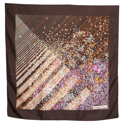 Pre-owned Dior Christian  Brown Silk Scarf