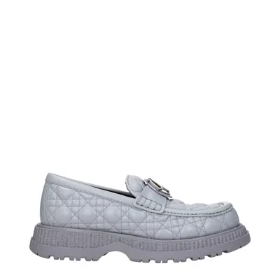 Dior Christian  Buffalo Loafers Men's Gray Leather In -, -